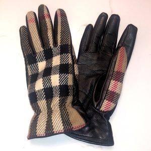 Burberry Cashmere Lined Wool and Leather  Gloves Size 7